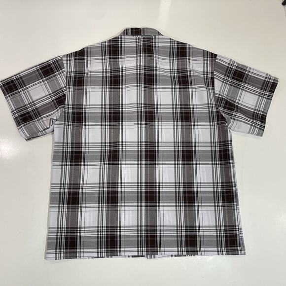 Caltop Men’s Plaid Button Up Shirt Short Sleeve Pocket Casual Brown White 2XL - Picture 6 of 6